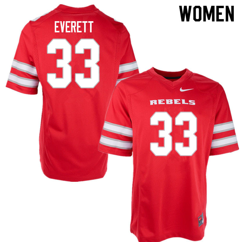 Women #33 Sir Oliver Everett UNLV Rebels College Football Jerseys Sale-Red
